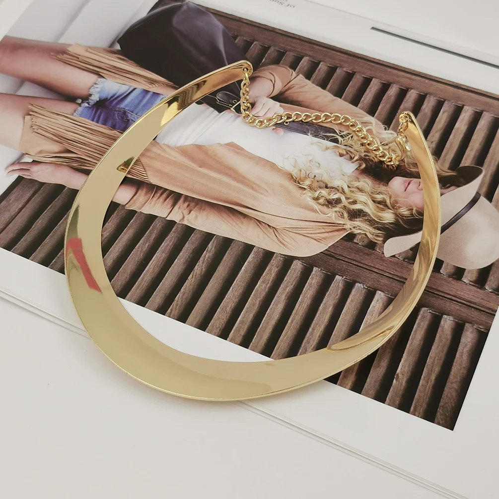 Новинка простой Блестящий металлический чокер ошейник ожерелья для женщин