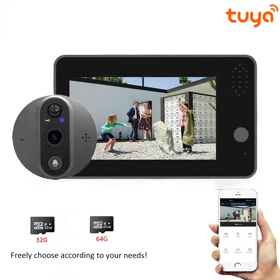 

smart 1080P video doorbell magic eye camera home security viewer two-way audio hd night vision tuya doorbell camera Best
