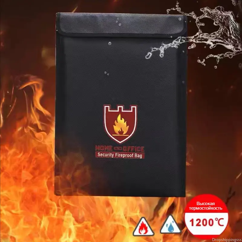 

Огнеупорная и водонепроницаемая папка, важная информация, сумка для хранения, портативная молния, вместительная ценная защитная сумка