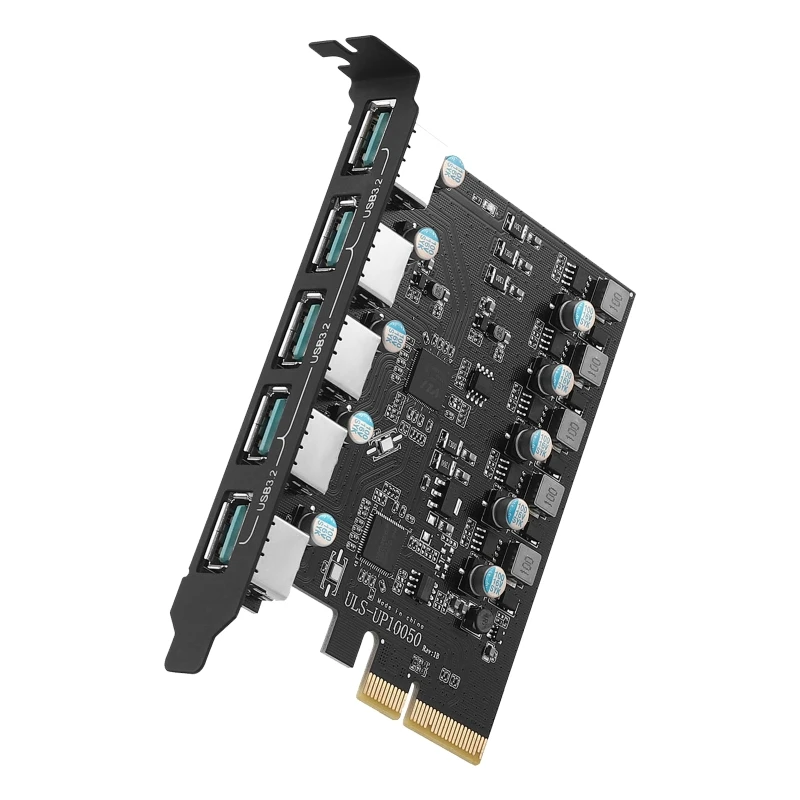 

Плата расширения PCIe на USB 3,2, 20 ГБ, ASM3142 5-портовый USB3.2 конвертер, PCI-E X4 разветвитель-концентратор для Windows 7/8/10 Linux MacOS