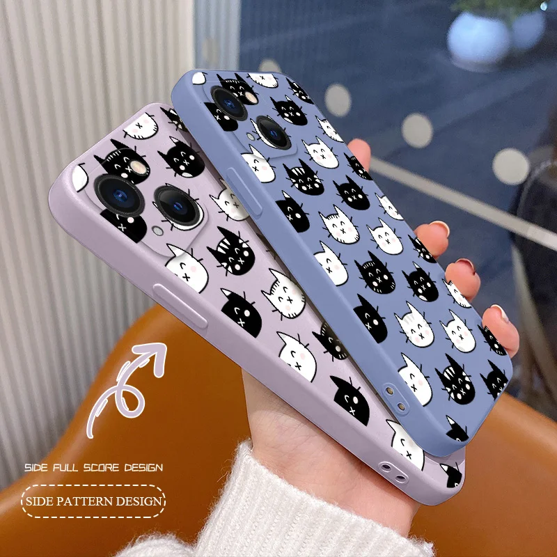 

Ultra Thin Cat Avatar Liquid Case For iPhone 13 12 Pro Max Mini 11 Pro Max X XR XS MAX SE2020 8 7 Plus 6 6S Plus Soft Phone Case