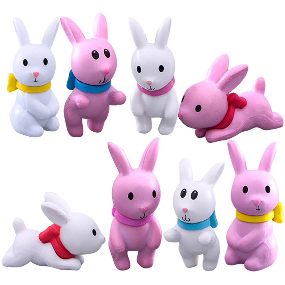 

Rabbit Bunny Miniature Figurines Easter Cake Decoration Garden Statues Mini Animal Statue Micro Ornament Decor Figure Toppers
