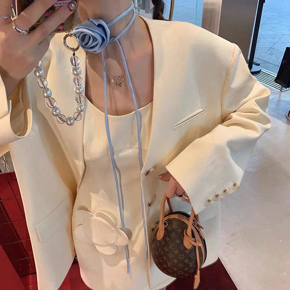 

Gothic Elegant Big Rose Flower Clavicle Chain Necklace Women Wed Bridal Sexy Adjustable Choker Marriage Jewelry Y2K Accessories