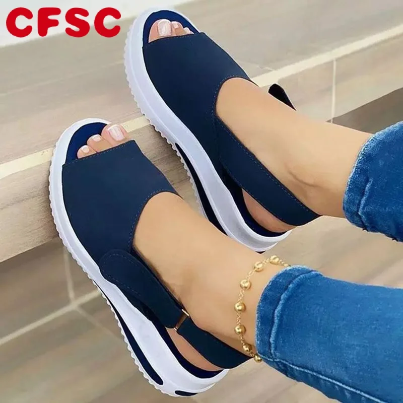 

Fashion Shoes Women Platform Sandals Stretch Fabric Summer Women's Shoes Comfort Walking Ladies Sandalias Female Casual Footwear