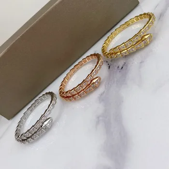 925 sterling silver elastic snake bone zircon snake head bracelet for men and women fashion brand luxury high temperament jewelr