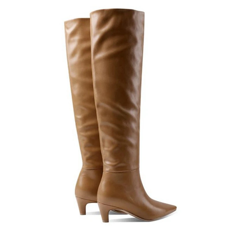 ORCHA LISA Сексуальные сапоги до колена большого размера 43 Плиссированные женские