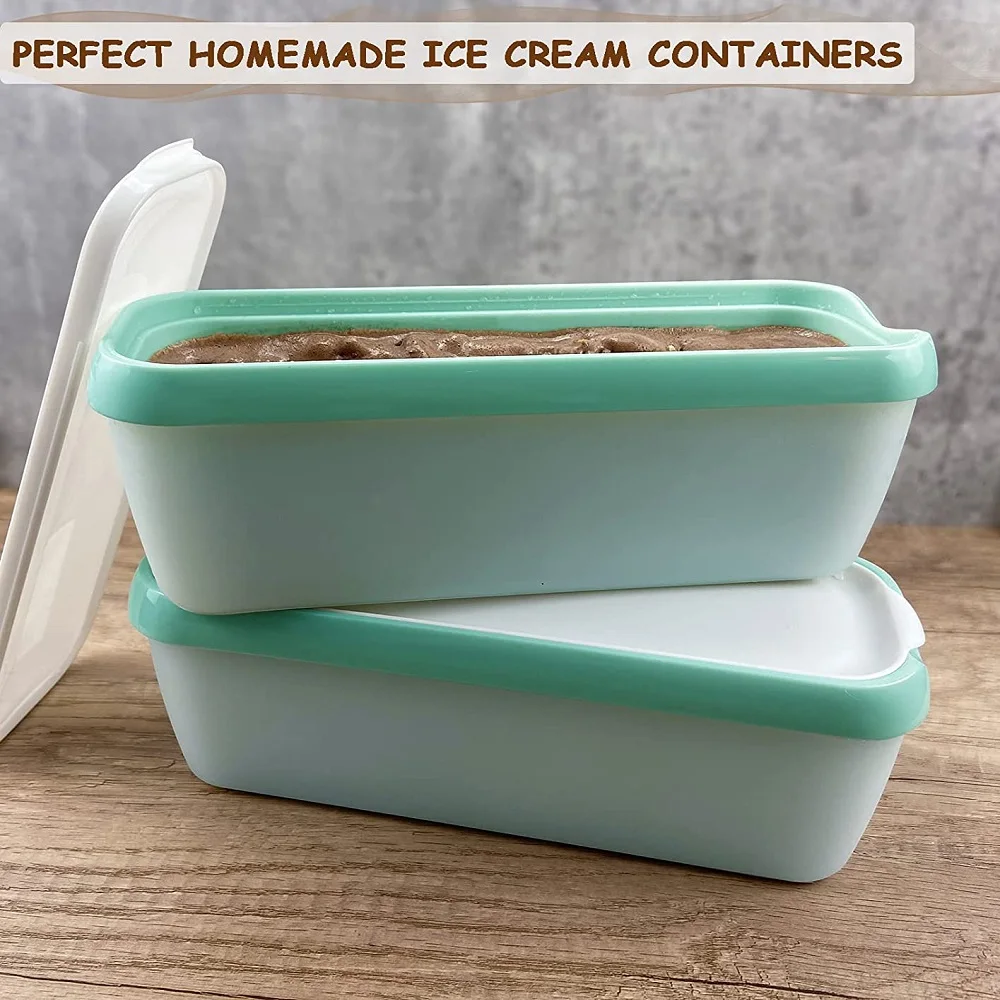 

Kitchen Tools & Gadgets Ice Cream Storage Tubs Rectangular Reusable Ice Cream Box Double Layer Container Mold with Lid for Cool