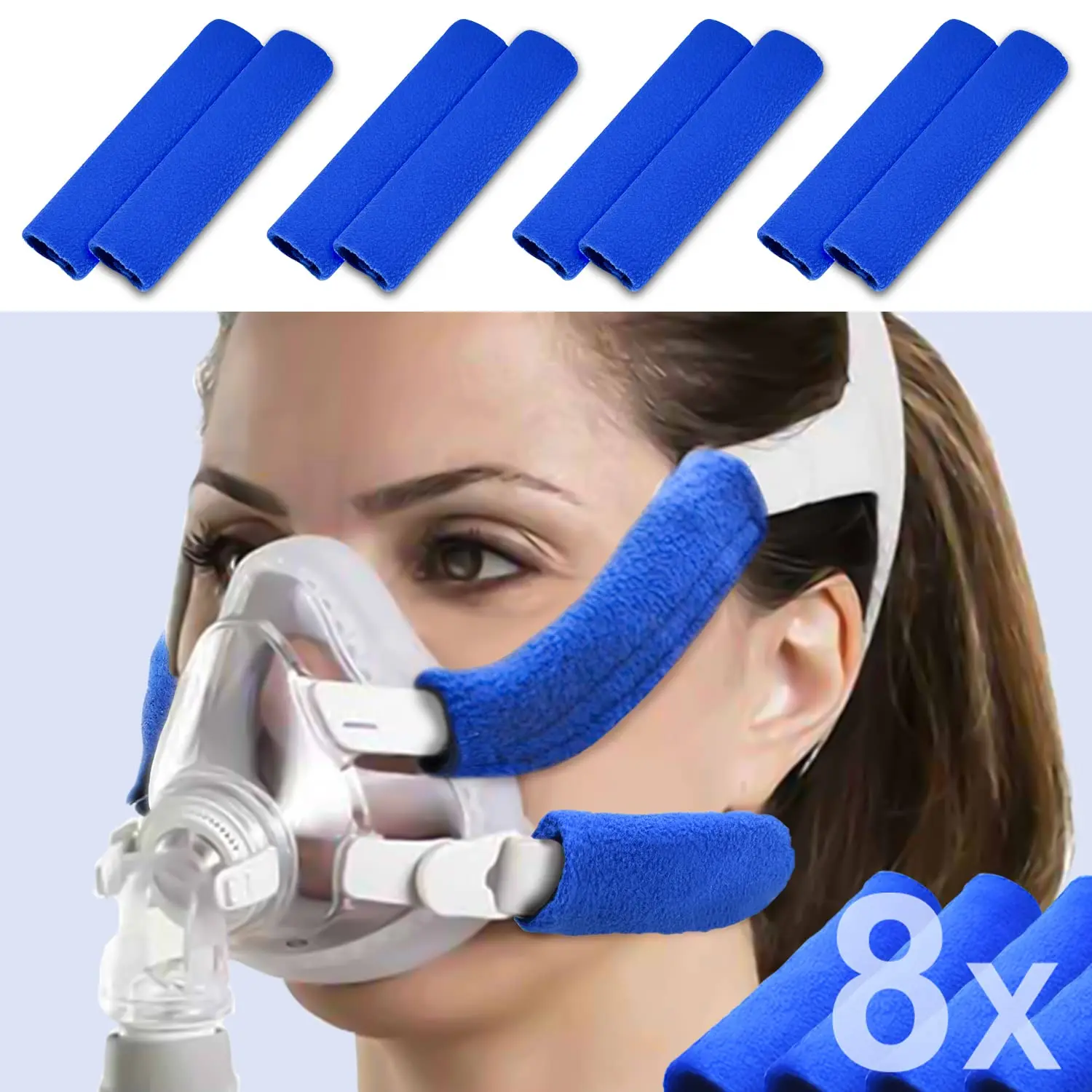 

8pcs CPAP Mask Strap Covers Comfortable Face Cushion Cover for Cpap Strap Headgear Reusable Neck Pads Soft Fleece Mask Cover