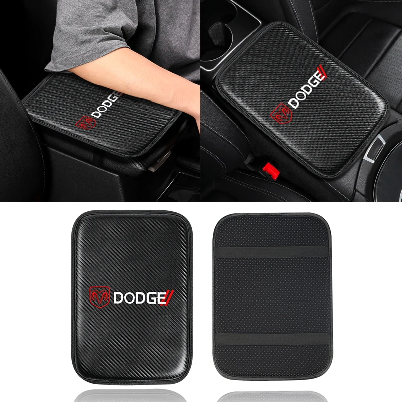 

For Dodge Car Accessories Armrest Box Console Cover Journey Charger Challenger Ram Caliber Nitro Durango Carbon Fiber PU Leather