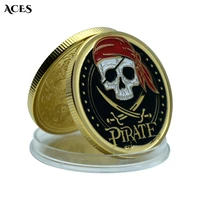 pirate skull gold plated coin metal finger toy american collection coins desktop ornament home decor challenge coin gift