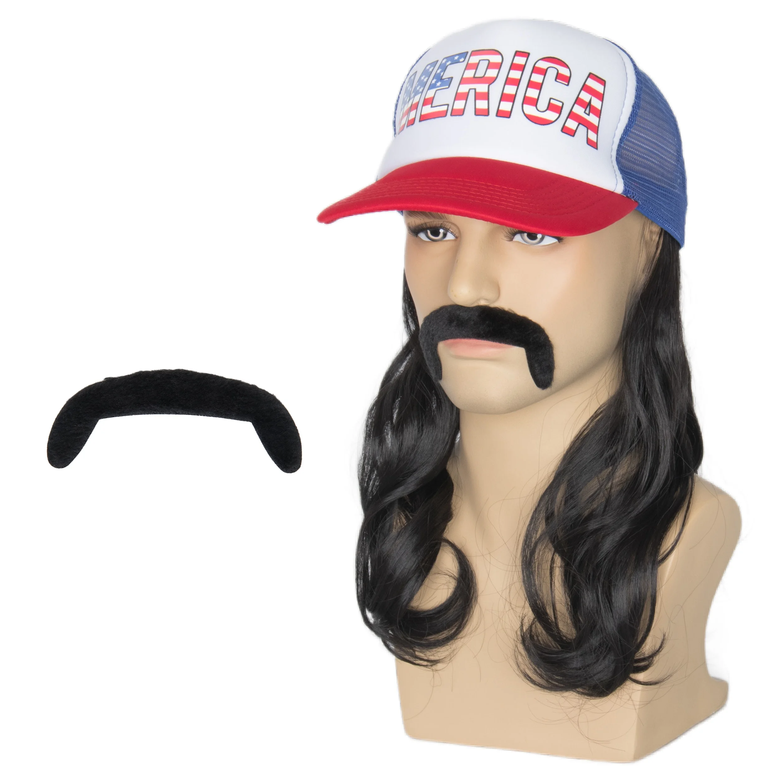Мужской парик Miss u Hair с муллет-шапкой мустахой 4 июля американский костюм шляпа