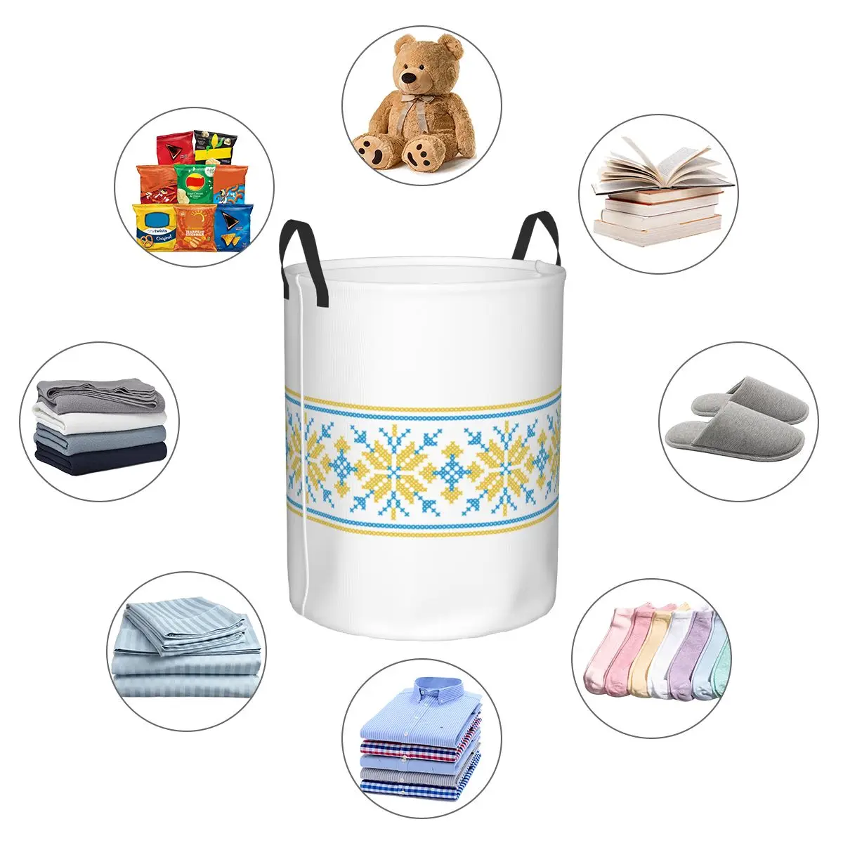 Изготовленная на заказ украинская традиционная корзина для белья с вышивкой