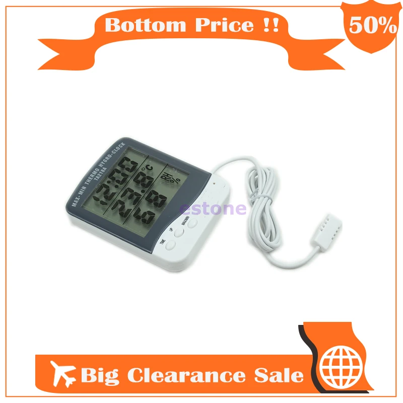 

Digital LCD Thermometer Hygrometer Humidity Meter C/F Clock Calendar TA218A