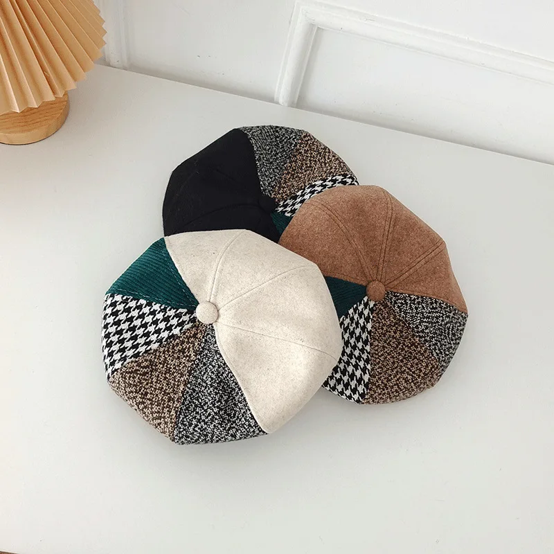 

Новинка Осень-зима 2021 шапка берет теплая восьмиугольная шапка художника из японских меньшинств женская шапка в западном стиле