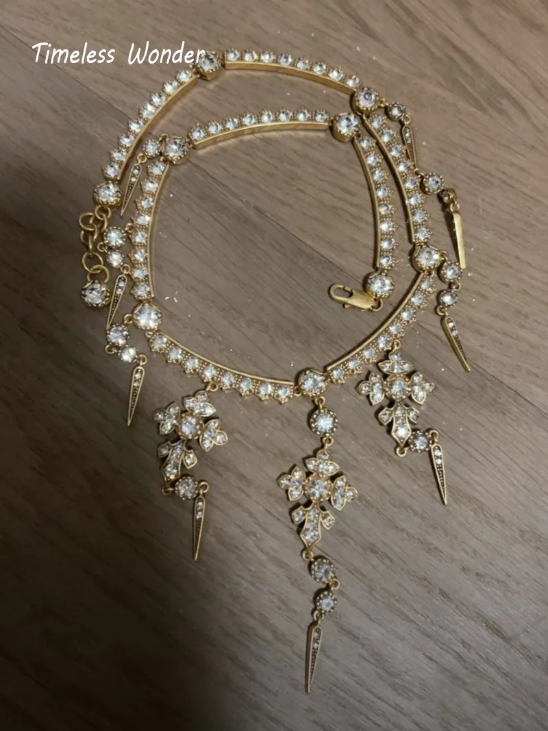 Вневременное чудесное ретро-цирконовое гео-колье с шипами и паве серьги-гвоздики