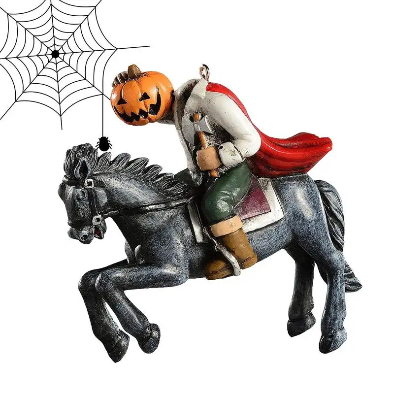 

Headless Horseman Pumpkin Head Spooky Halloween Resin Craft Sculpture Desk Ornament For Bookshelf Horror Ornament Lovers