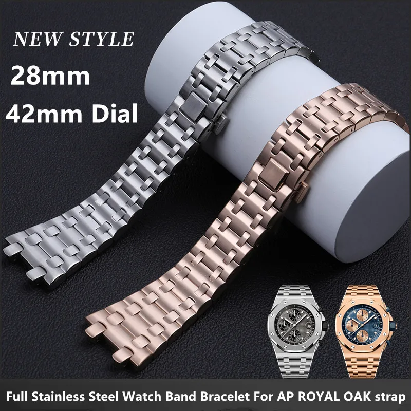 

Brand Watchband 28mm Full Stainless Steel Watch Band Bracelet For Audemars And Piguet Strap ROYAL OAK Watchband For 15710 15703