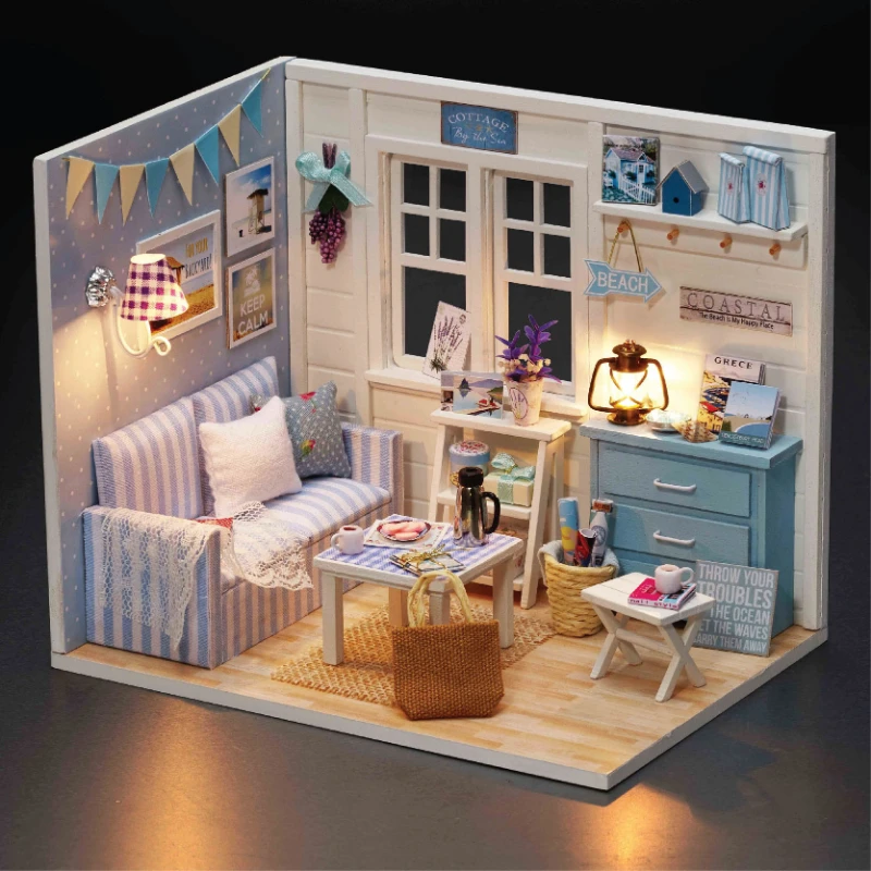 

DIY Cabin Miniature 3D Wooden Miniaturas Dollhouse Toys Doll House Furniture for Children Birthday Gifts Assembled Model House