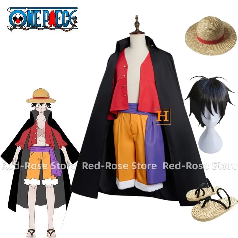 

Костюм Аниме Обезьяна D. Luffy косплей плащ и костюмы шляпа парик обувь Хэллоуин