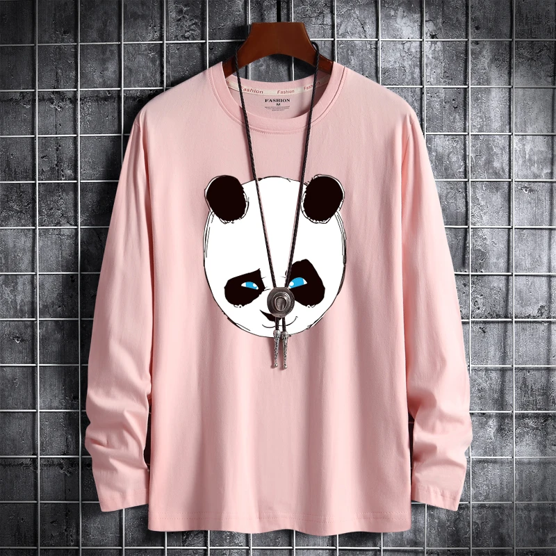 

Long-Sleeve T-Shirts Men Print Cotton Tees Round-Neck Loose Soft TShirts Plus Size 4XL 5XL 6XL