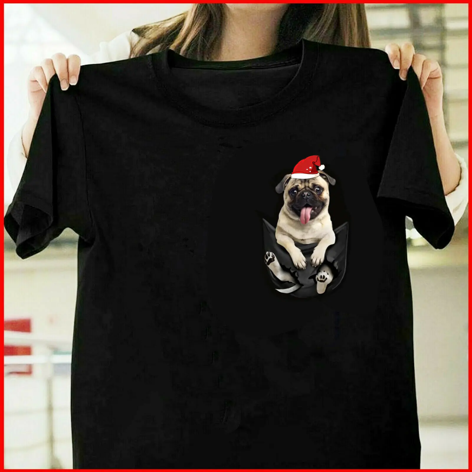 

Cute Pug In Pocket Dog Lover Gift Dog Lover For Men T-Shirt Size S_3XL