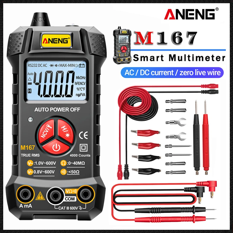 

ANENG M167 Mini Digital Multimeter Profesional Tester 4000 Counts AC/DC Electrical Instruments Auto Range Meter Multimetro Tool