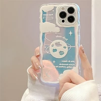 laser painted cosmic planet clear couples soft case for iphone 11 12 13 pro max 7 8 plus xr x xs se 2020 anti drop cover fundas