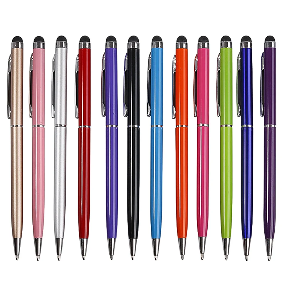 

12pcs Ballpoint Pen Capacitive 2 In 1 Durable Drawing Pen Stylus Screen Pen for