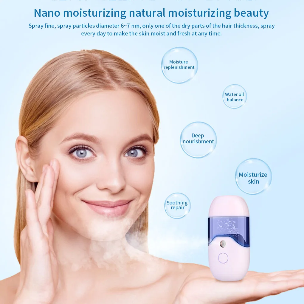 

50ml Handheld Cold Spray Beauty Humidifier USB Rechargeable Face Sprayer Portable Face Humidifier Women Facial Spraying Tool
