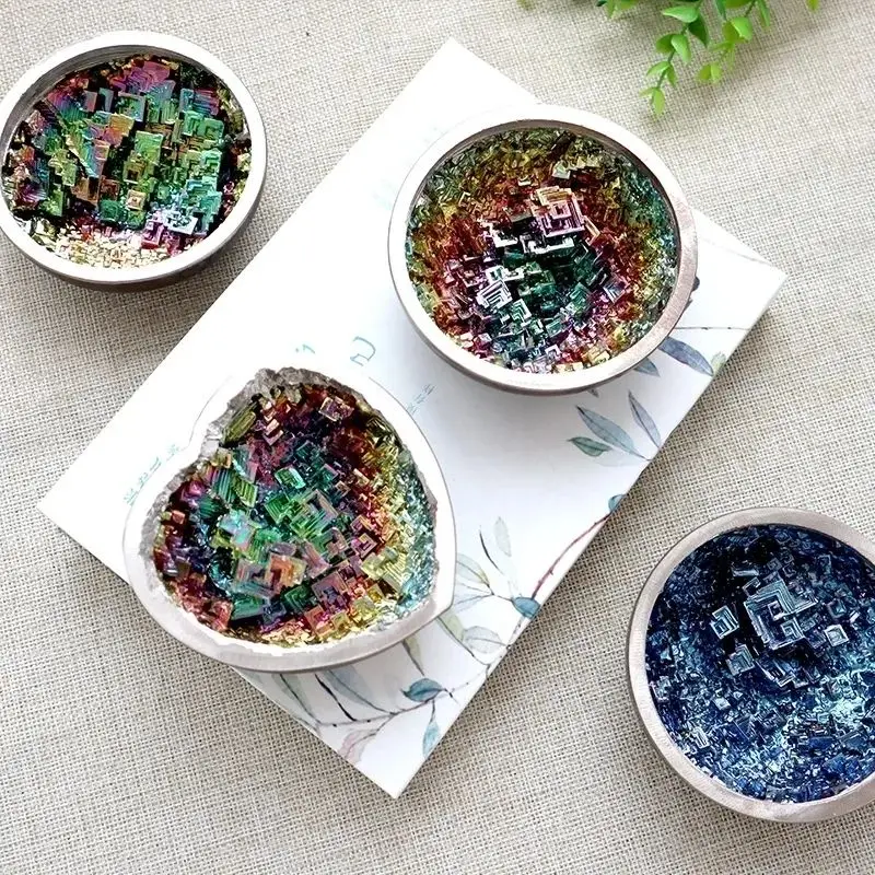 Bismuth Crystal Metal Crystal Ore Primitive Petrochemical Element Collection Specimen Mineral Natural Crystallization Home Furn