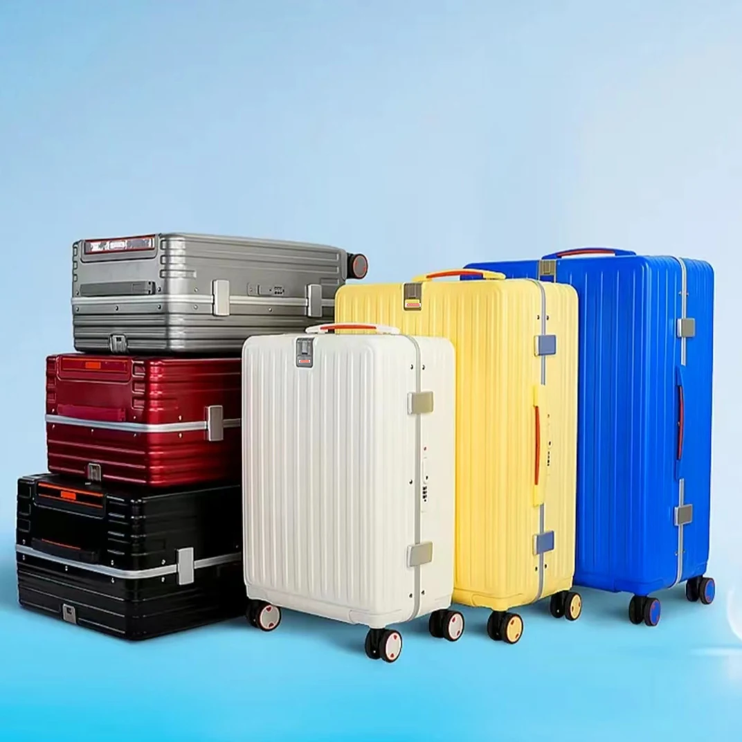HONGYUE Travel Case Fine edge aluminum frame luggage large capacity new pull rod box durable password leather case