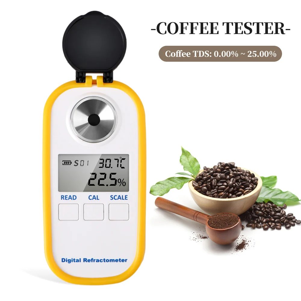 

Auto Digital Refractometer Coffee TDS Brix Hydrometer Concentration Measuring 0-25% TDS Range Meter Measure Tool