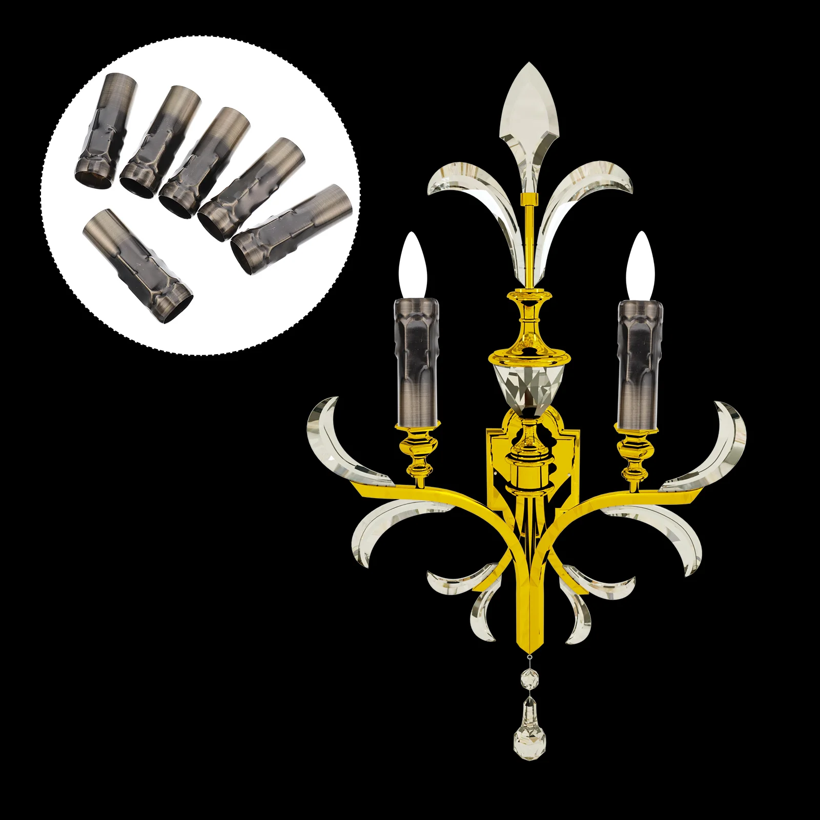 

Chandelier Covers Socket Cover Light Candelabra Sleeves Base E14 Holder Sleeve Parts Metallic Accessotries Replacement Iron Tube