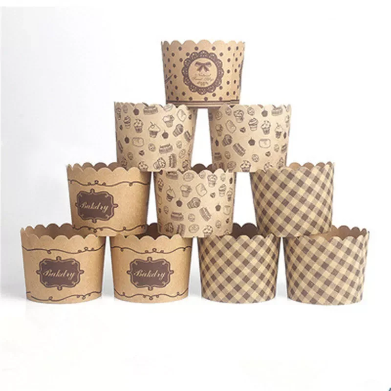 

50pcs Brown Kraft Muffin Cupcake Paper Cup Muffin Cupcake Liner Baking Cup Wedding Birthday Party Caissettes Cake Wrapping Cases