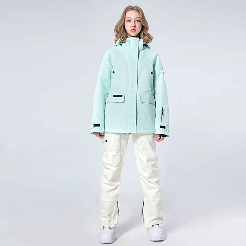Уличный женский костюм для сноуборда куртка с капюшоном и штаны комбинезон