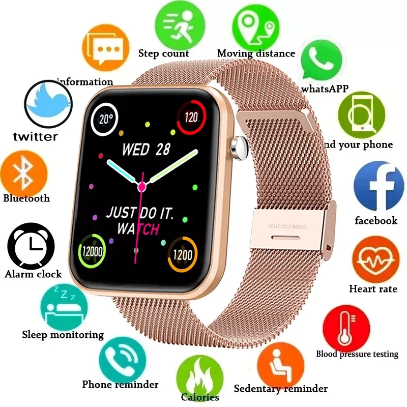 

GUOLING 2021 New 1.69 inch Smart Watch Men Women Full Touch Fitness Tracker IP67 waterproof Women Smartwatch support APP：Da Fit