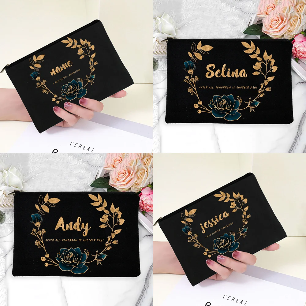 

Women's Cosmetic Bag 2022 Customizable Name And Motto Female Makeup Brushes Bag Travel Toiletry Bag Pencil Pouch Gift For Friend