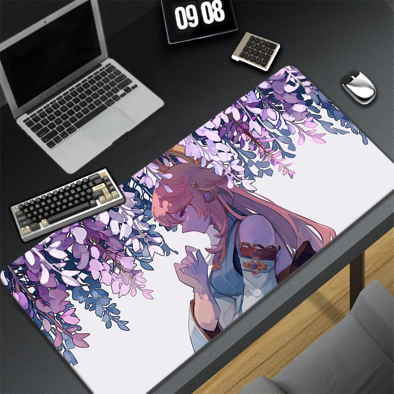 Anime Yae Miko Mousepad Large Gaming Mouse Pad Gamer Notbook Computer PC Accessories Game Mousemat Player Mats for Csgo