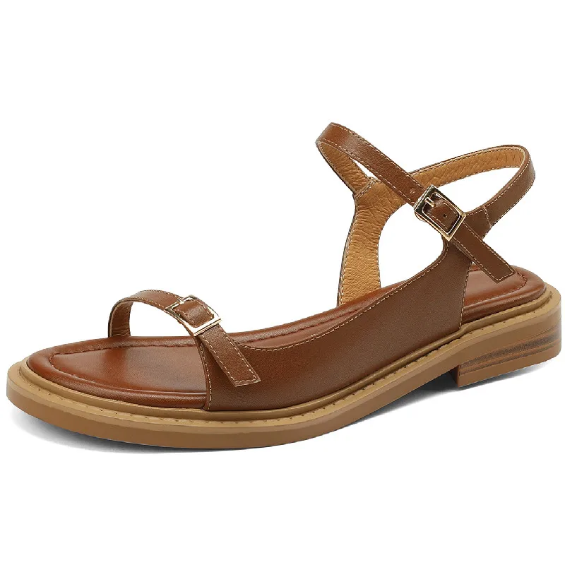 

Сандалии Dilalula женские с открытым носком, модные туфли из натуральной кожи на низких каблуках, Повседневная Удобная офисная обувь, лето