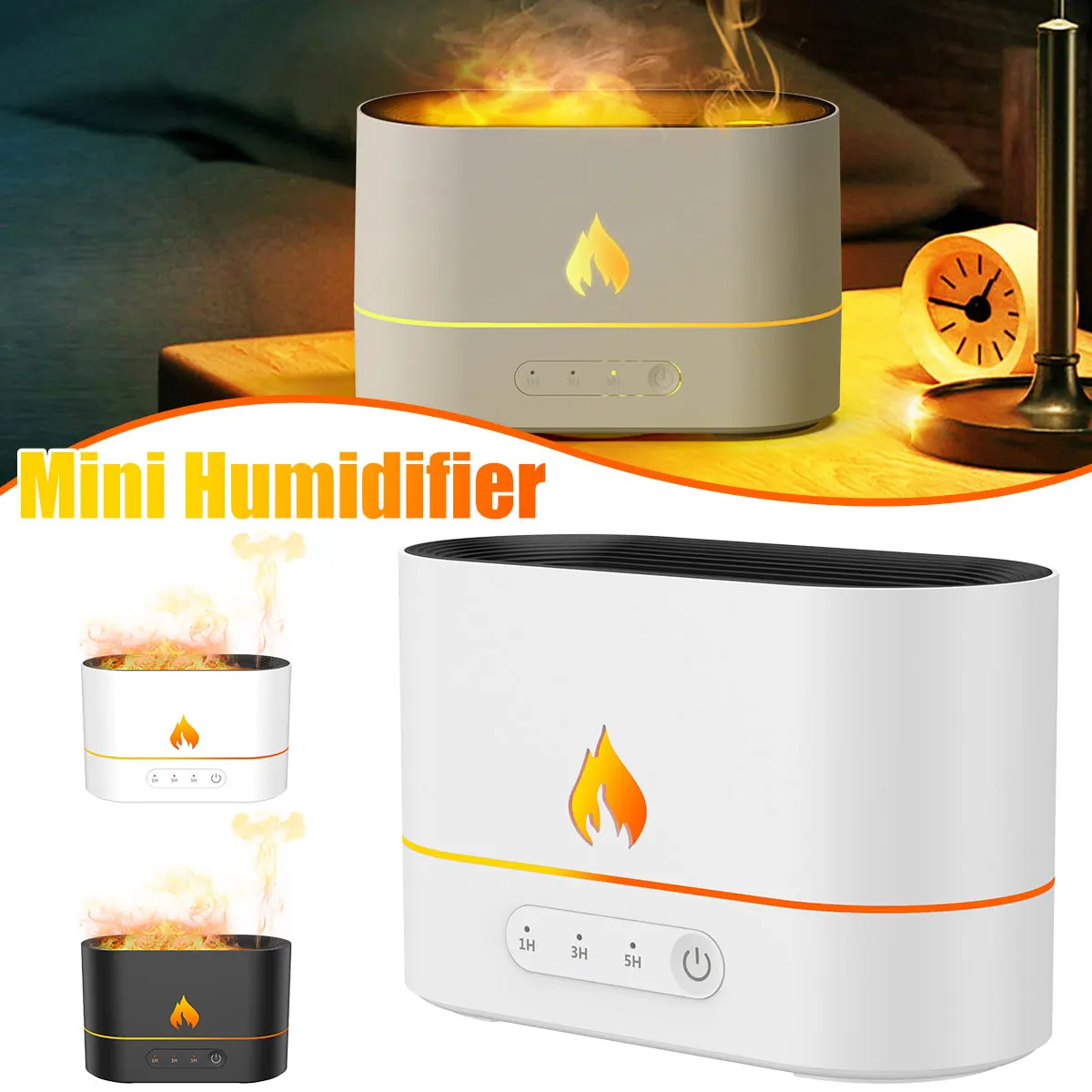 

Mini Humidifier Air Humidifier Cool Mist Humidifier with Flame Effect Reusable Portable Personal USB Desktop Humidifier Aroma