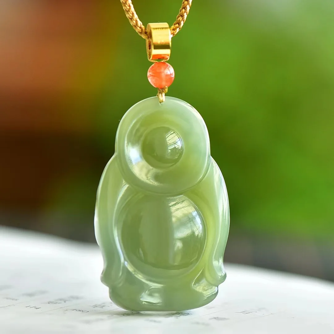 Натуральный материал Hetian Jade Qinghai Бриллиантовая подвеска ювелирные изделия 1664 #