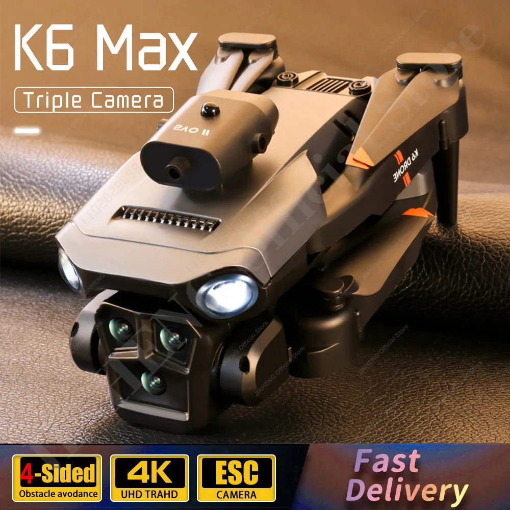 

New K6Max Mini Drone 4K Professinal Three Cameras Wide Angle Optical Flow Localization Four-way Obstacle Avoidance RC Quadcopter
