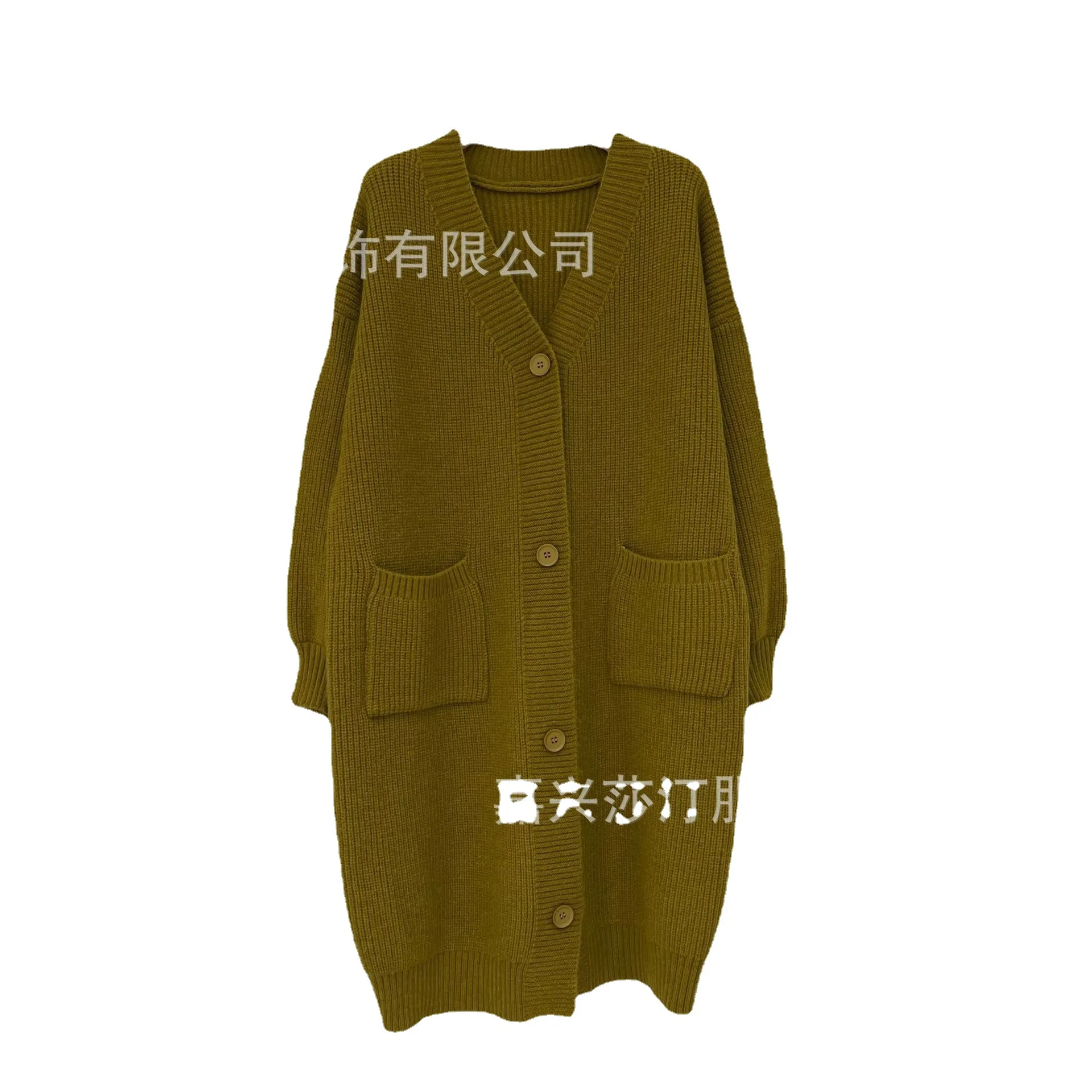 

Long sleeved knitting sweater coat thickened comfortable thick wool knee length sweater in autumn