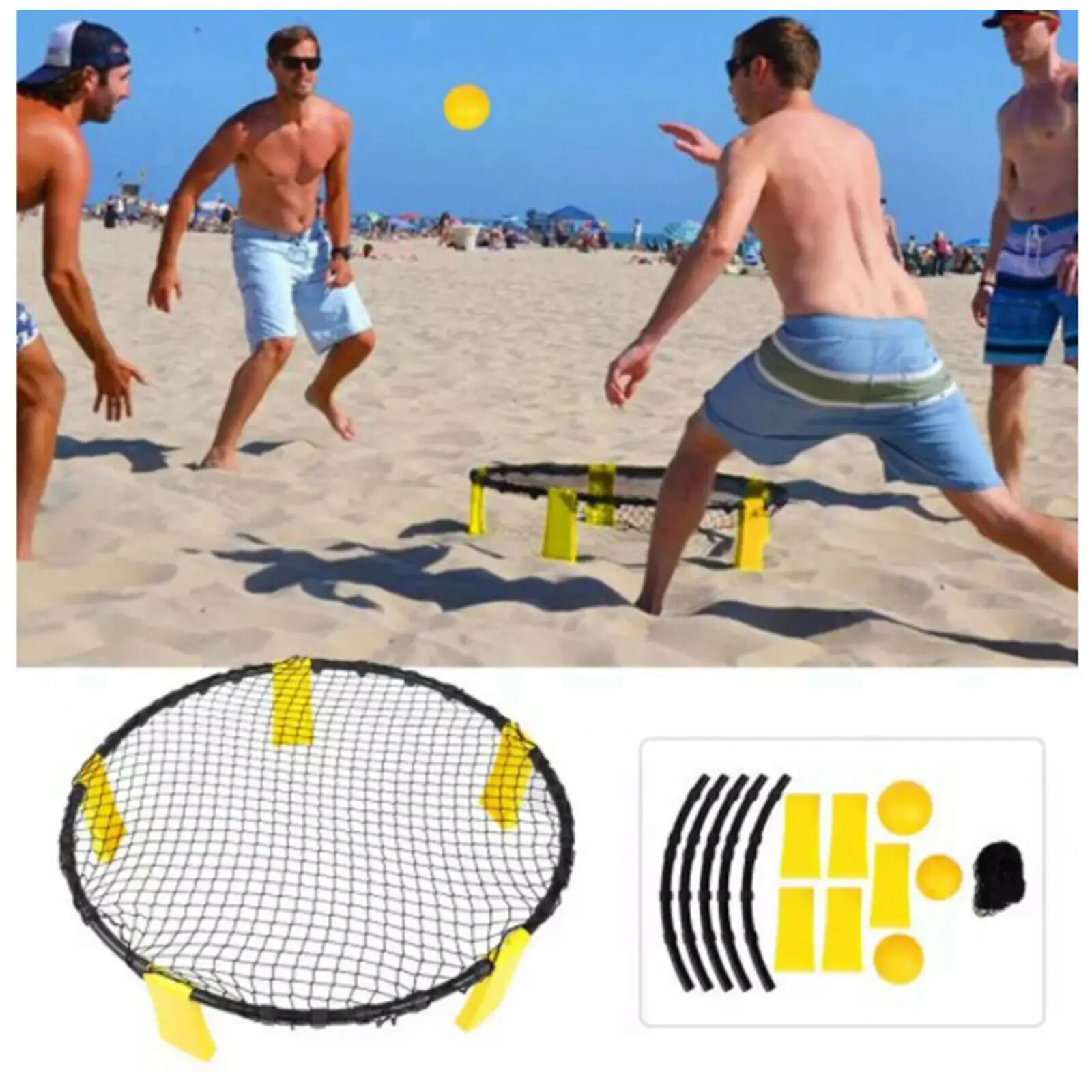 Mini Beach Volleyball Balls Game Set Outdoor Team Sports Lawn Fitness Equipment Net With 3 Balls