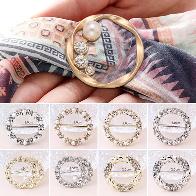 

1PC Fashion Button Pearl Alloy Hem Waist Knotted Fixed Buckle Corner T-shirt Decorative Silk Scarf Shirt