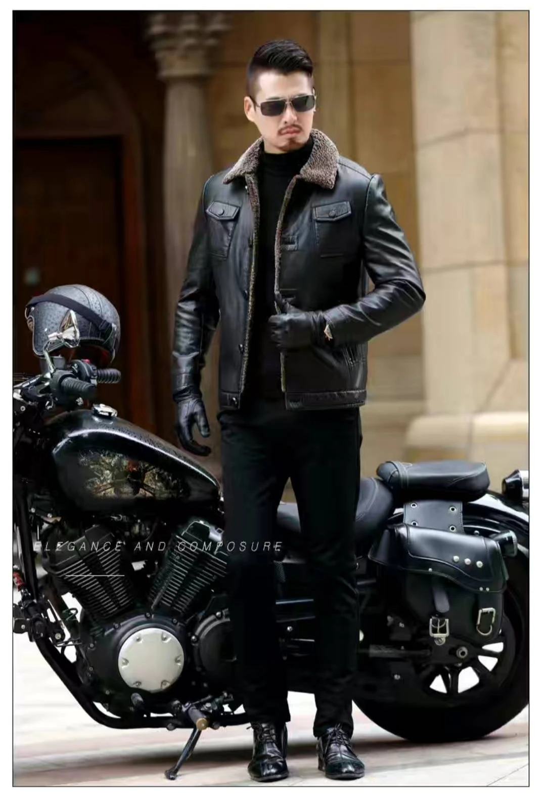 

Ucrazy Men 2022 Winter Casual Motor Spliced Leather Jacket Coat Men Autumn Fashion Biker Vintage Warm Leather Jacket Coat Men