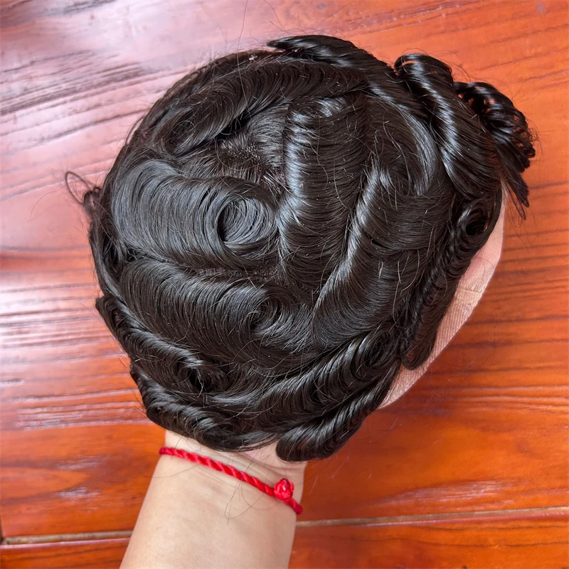 Парик Швейцарский из человеческих волос на сетке для мужчин сменный короткий