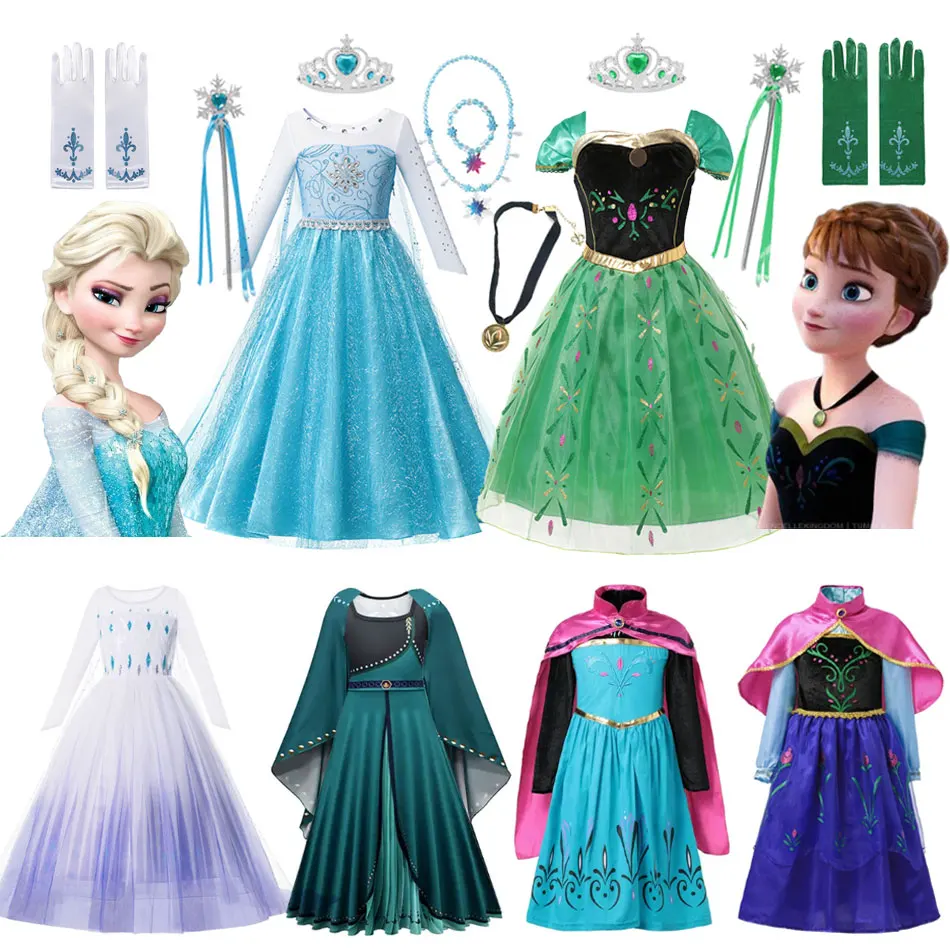 Платье принцессы Эльзы и Анны для девочек вечерняя одежда косплея на день