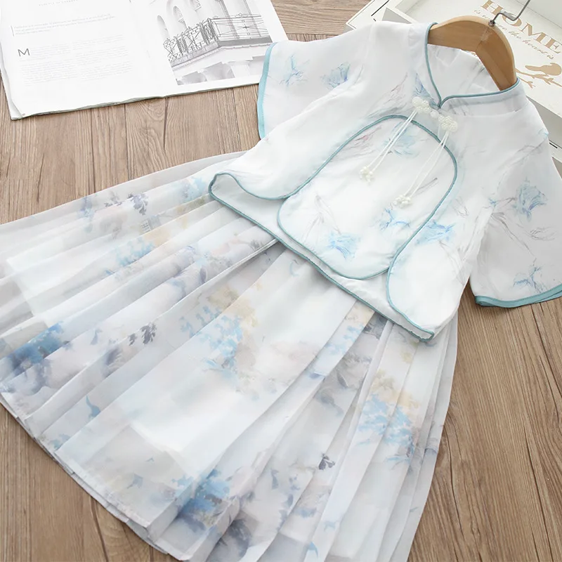 Традиционный костюм ханьфу в древнем китайском стиле для девочек комплект из 2