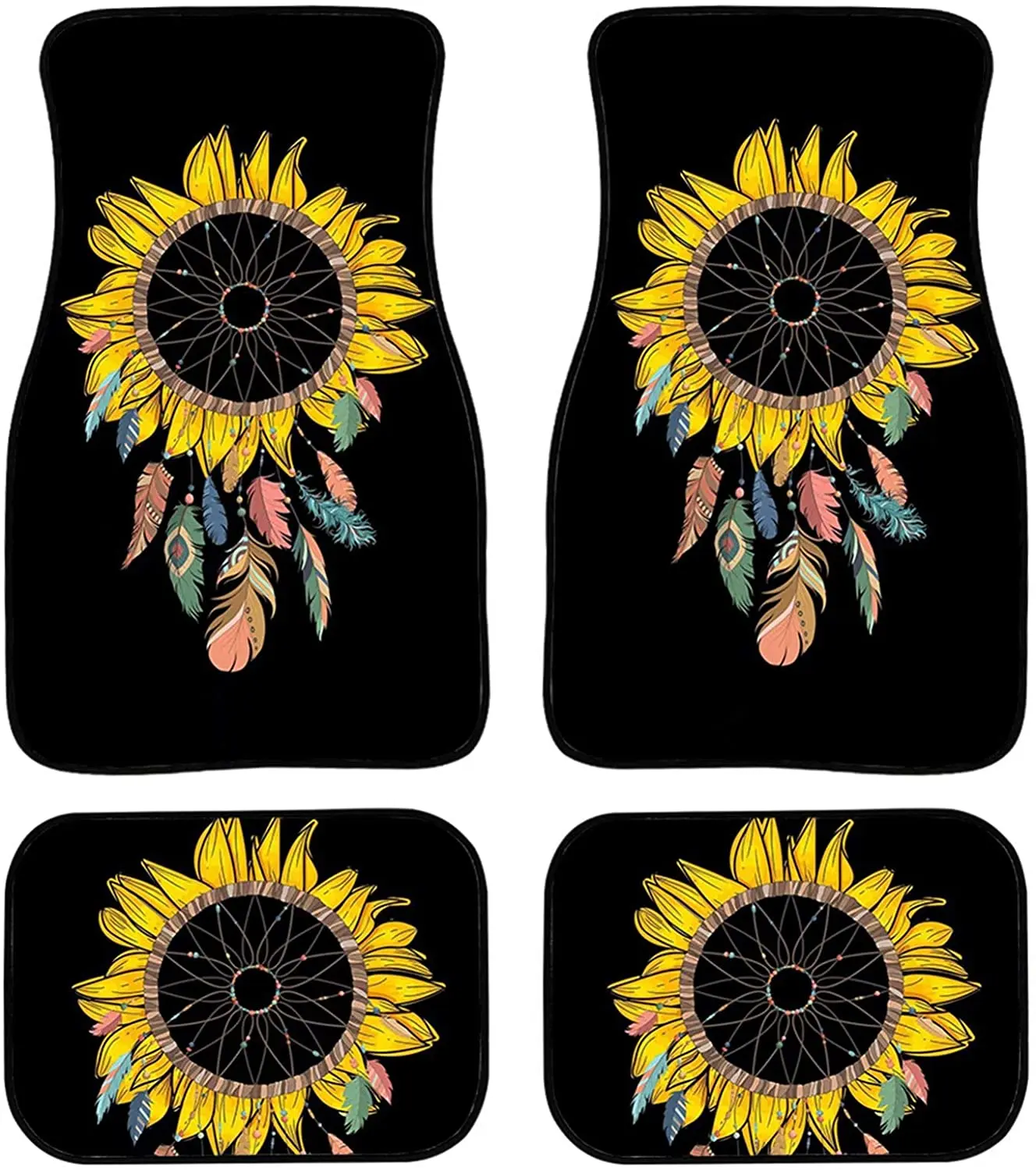 

Forchrinse Sunflower Dream Catcher Automotive Floor Mats Non-Slip Durable Rubber Car Mats All Weather Vehicle Protector Fit Most